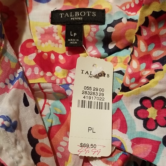 NWT Women's Talbots XLP Multicolor Button Up Top - Picture 6 of 6